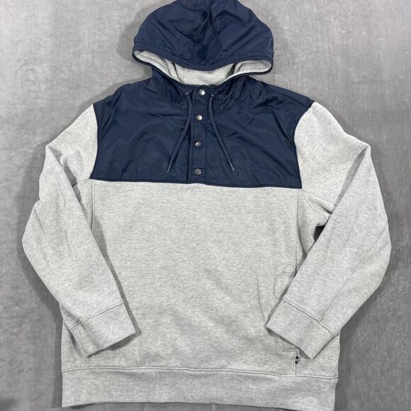 Nautica‎ Mens XXL Quarter 1/4 Snap Hoodie Sweatshirt Colorblock Gray Blue - Picture 1 of 7